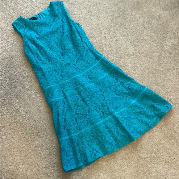 Jones New York Elegant Turquoise Lace Dress - Picture 1 of 6